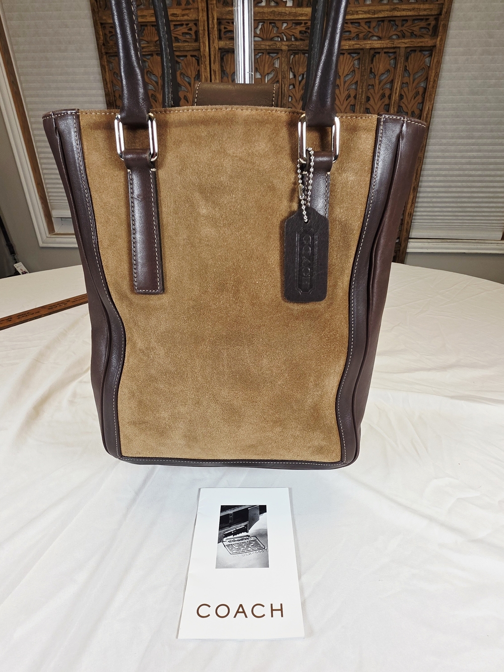 Vintage Coach 9424 Suede Leatgher Tote Brown Camel Y2K Made in Costa Rica